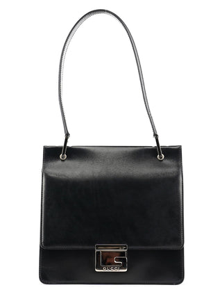 Gucci Black Leather Square G Shoulder Bag
