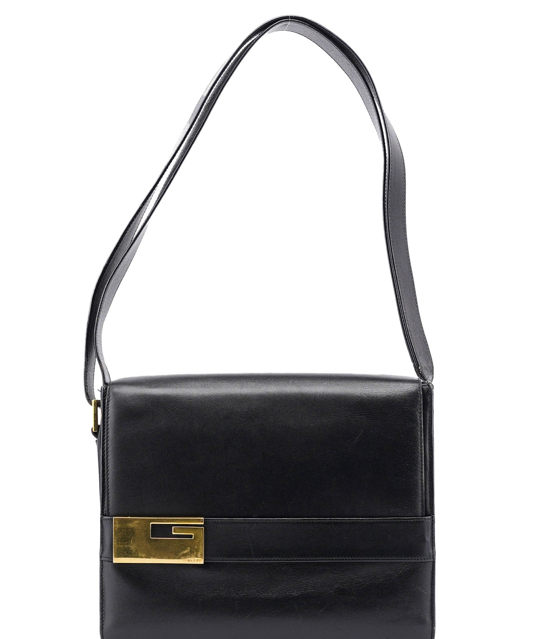 Gucci Black Leather Square G Shoulder Bag