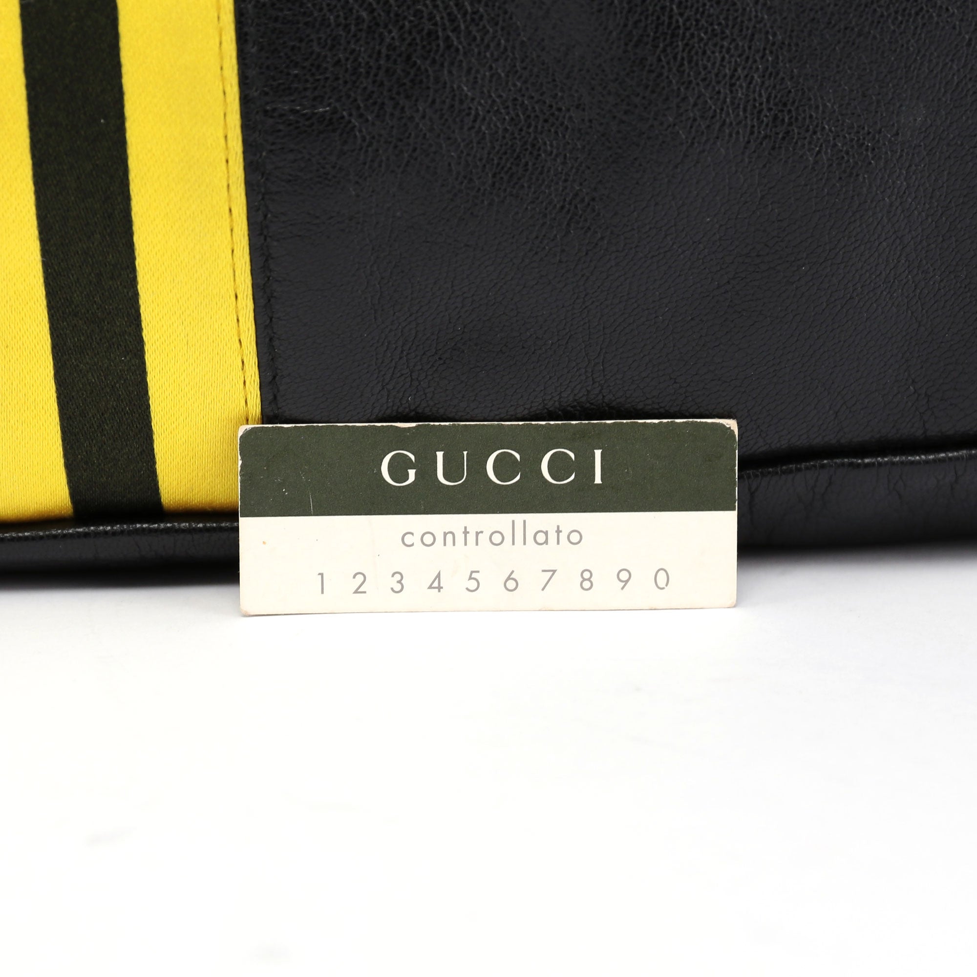 Gucci Black Leather Stripes Bamboo Bag