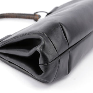 Gucci Black Leather Wood Handle Bag