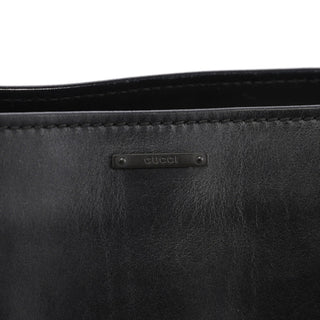 Gucci Black Leather Wood Handle Bag