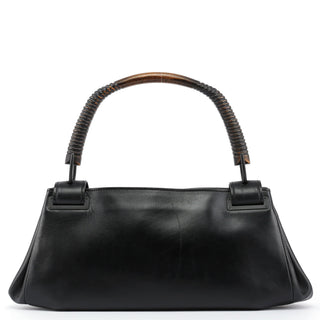 Gucci Black Leather Wood Handle Bag