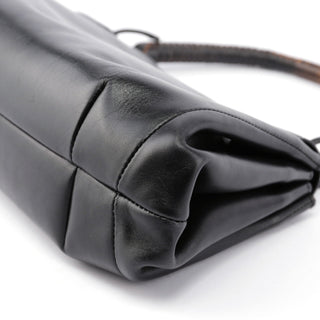 Gucci Black Leather Wood Handle Bag