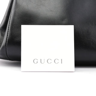 Gucci Black Leather Wood Handle Bag