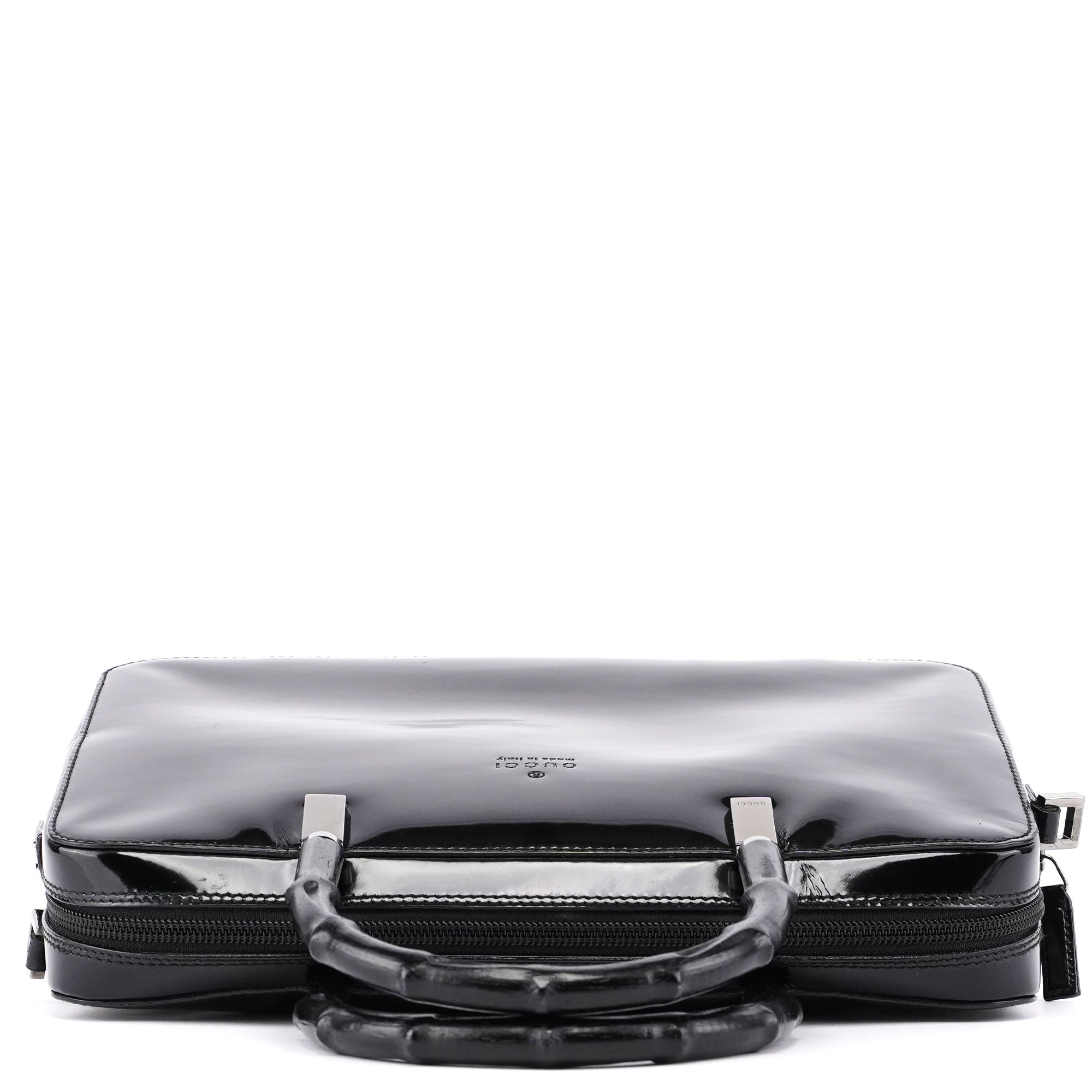 Gucci Sac cabas deux portés Bamboo en cuir verni noir