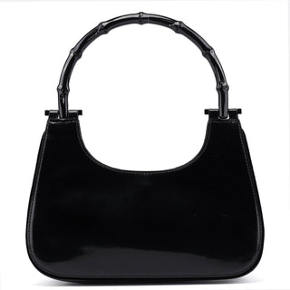 Gucci Black Patent Leather Bamboo Shoulder Bag