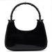 Gucci Black Patent Leather Bamboo Shoulder Bag