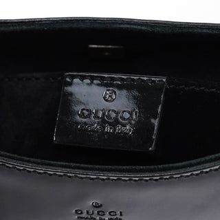 Gucci Black Patent Leather Bamboo Shoulder Bag