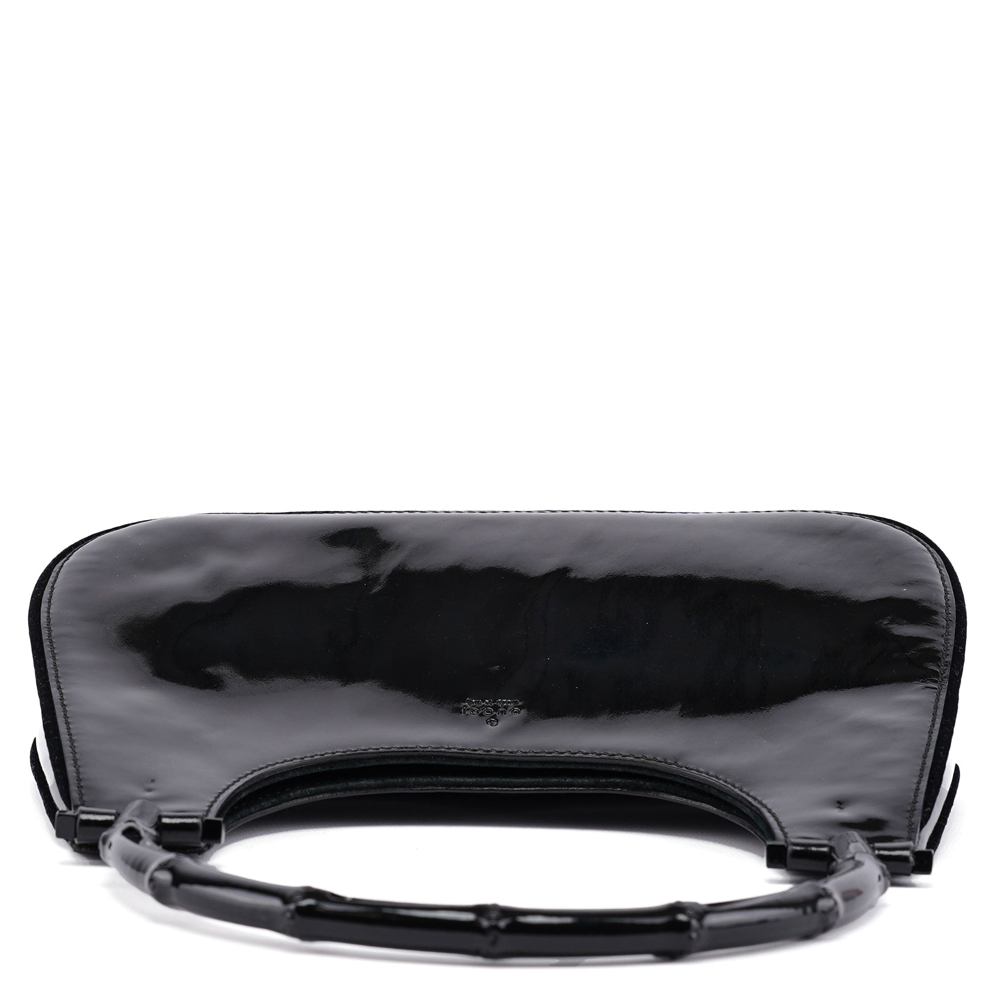 Gucci Bamboo Schultertasche aus schwarzem Lackleder