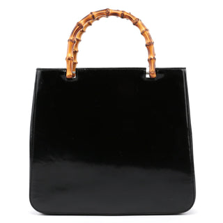 Gucci Black Patent Leather Bamboo Tote