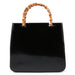 Gucci Black Patent Leather Bamboo Tote