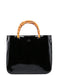 Gucci Black Patent Leather Bamboo Tote