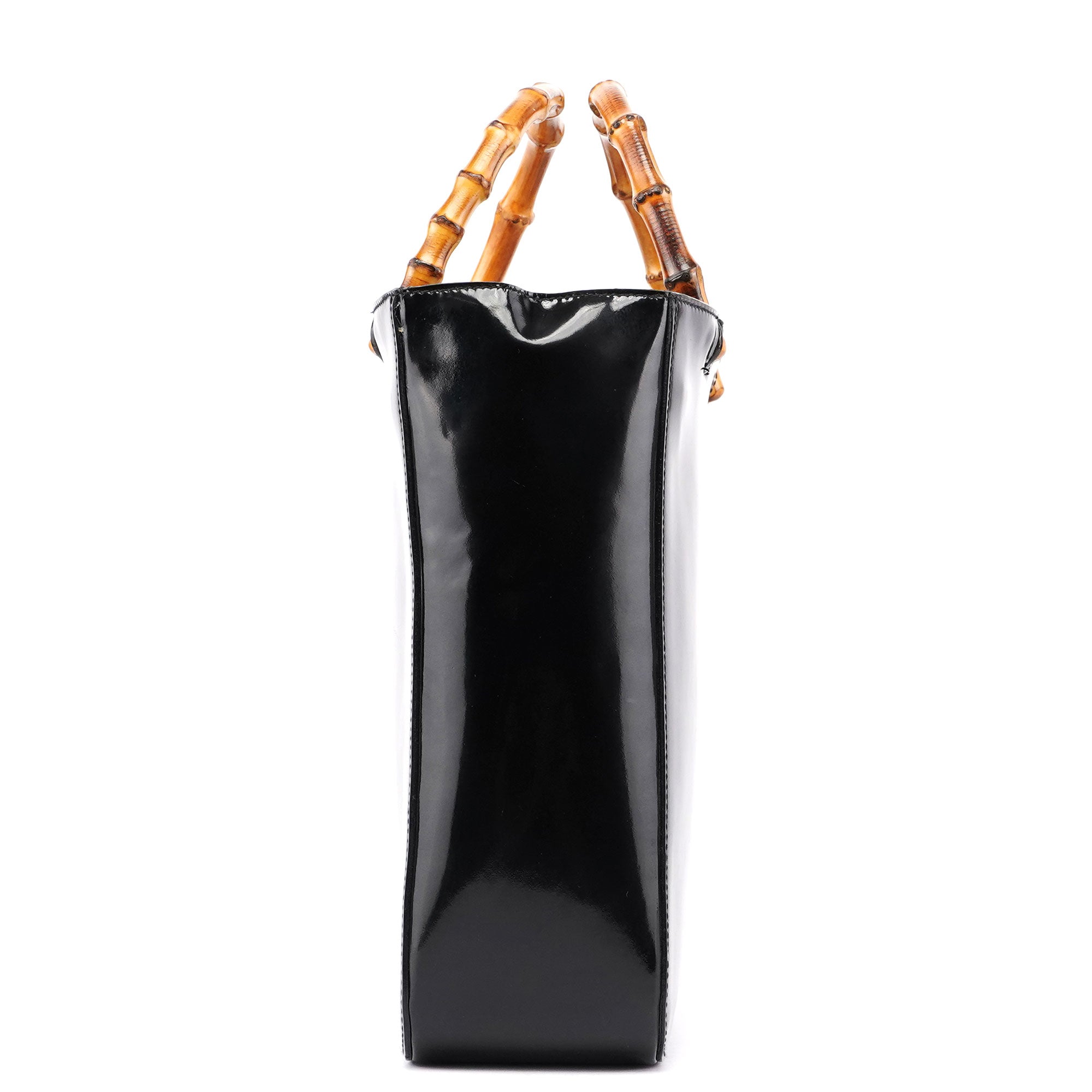 Gucci Sac cabas Bamboo en cuir verni noir