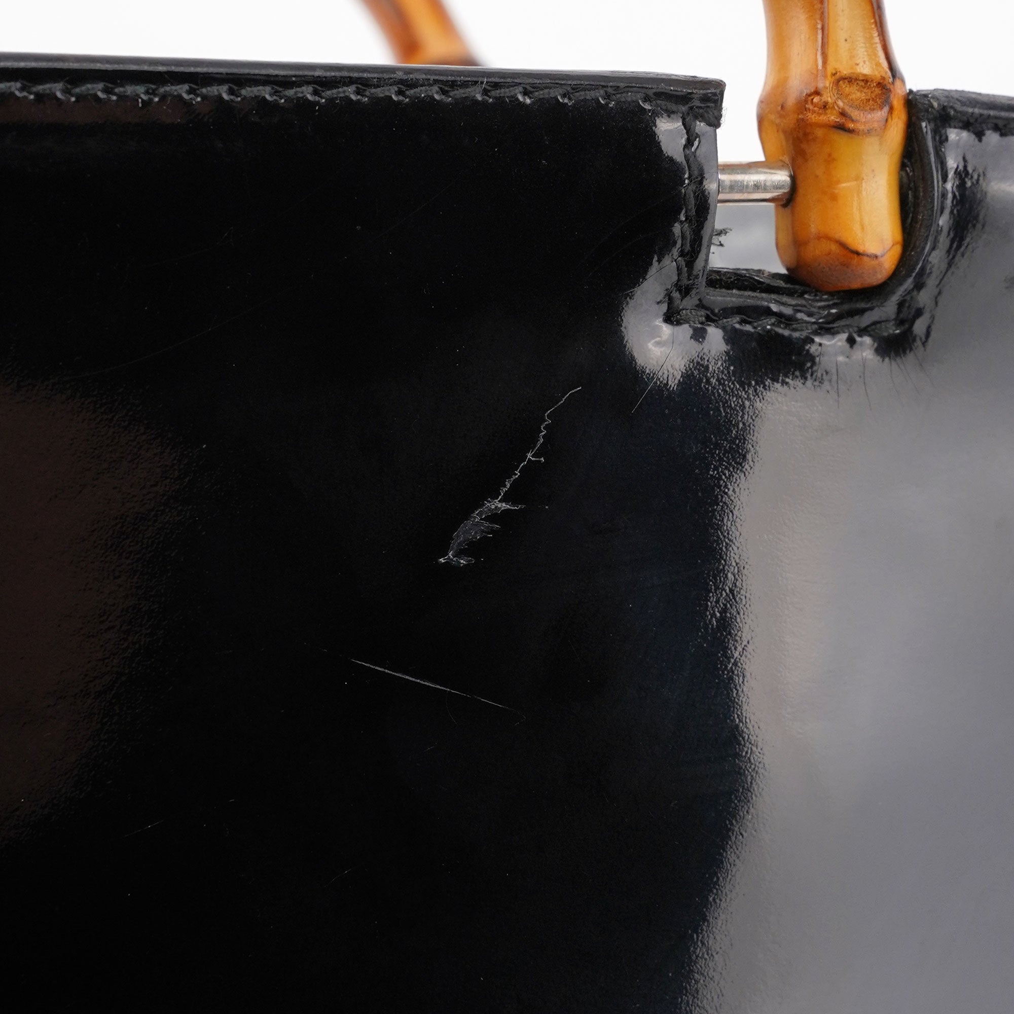 Gucci Sac cabas Bamboo en cuir verni noir
