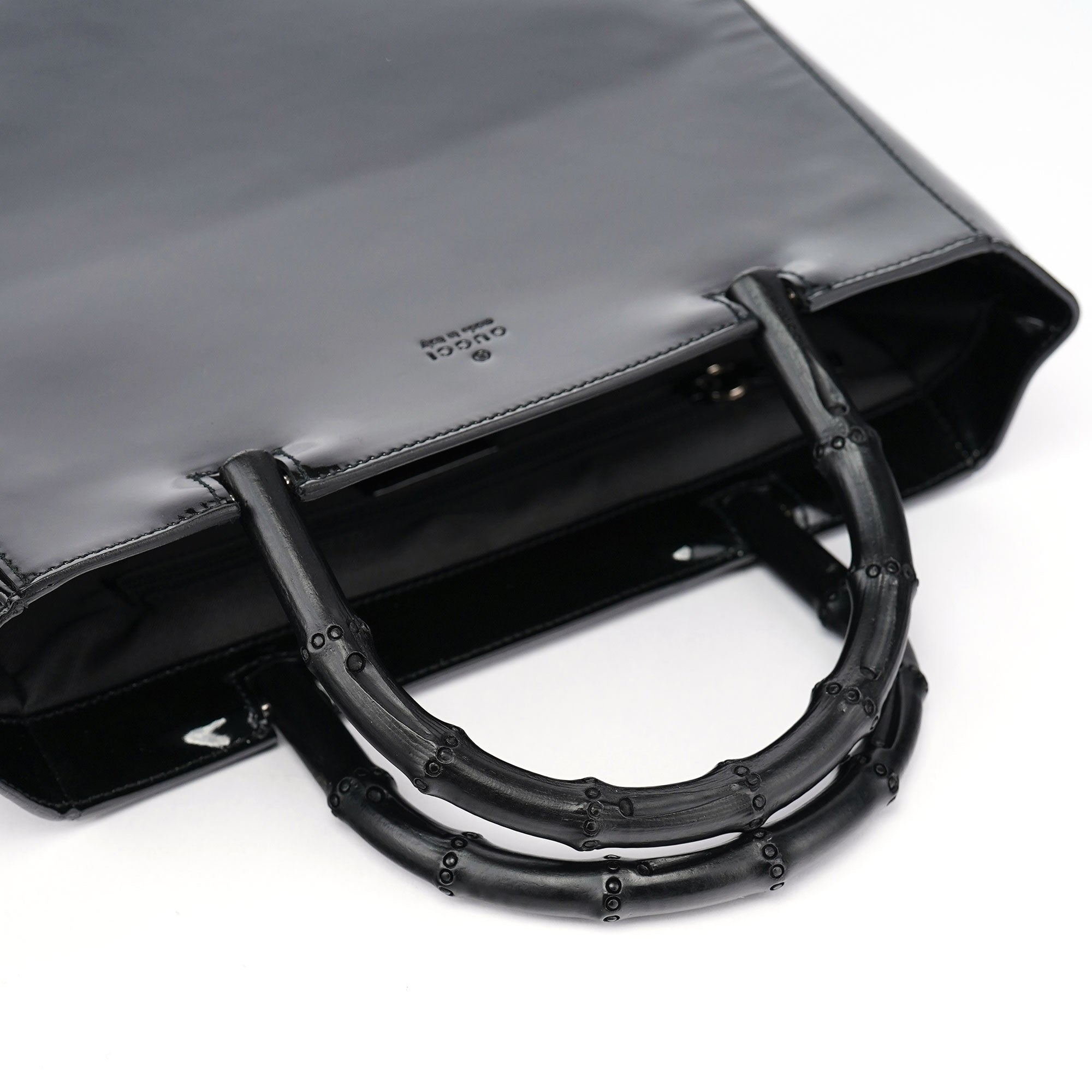 Gucci Sac cabas Bamboo en cuir verni noir