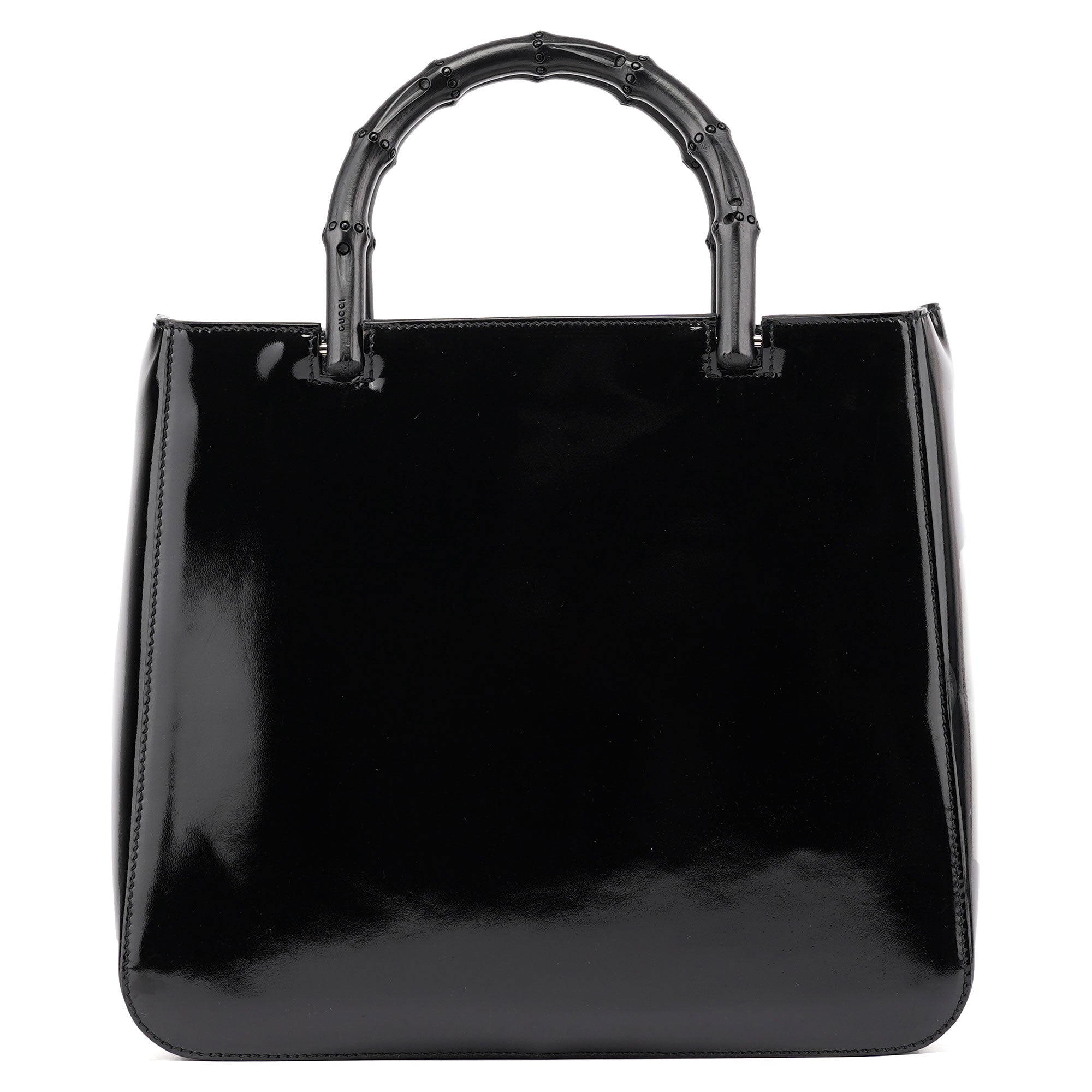 Gucci Sac cabas Bamboo en cuir verni noir