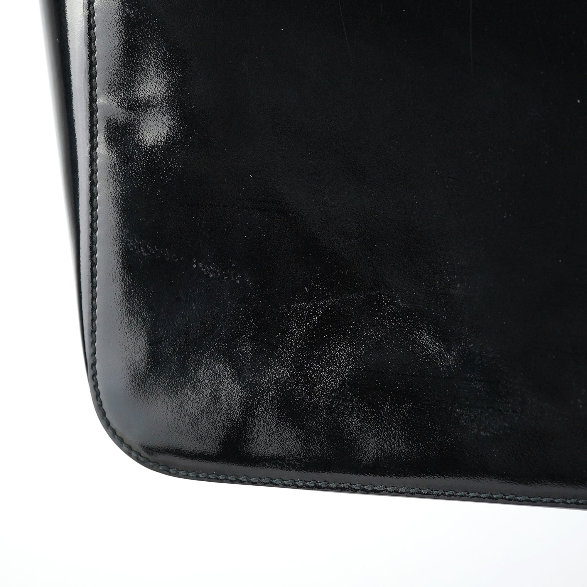 Gucci Black Patent Leather Bamboo Tote Bag