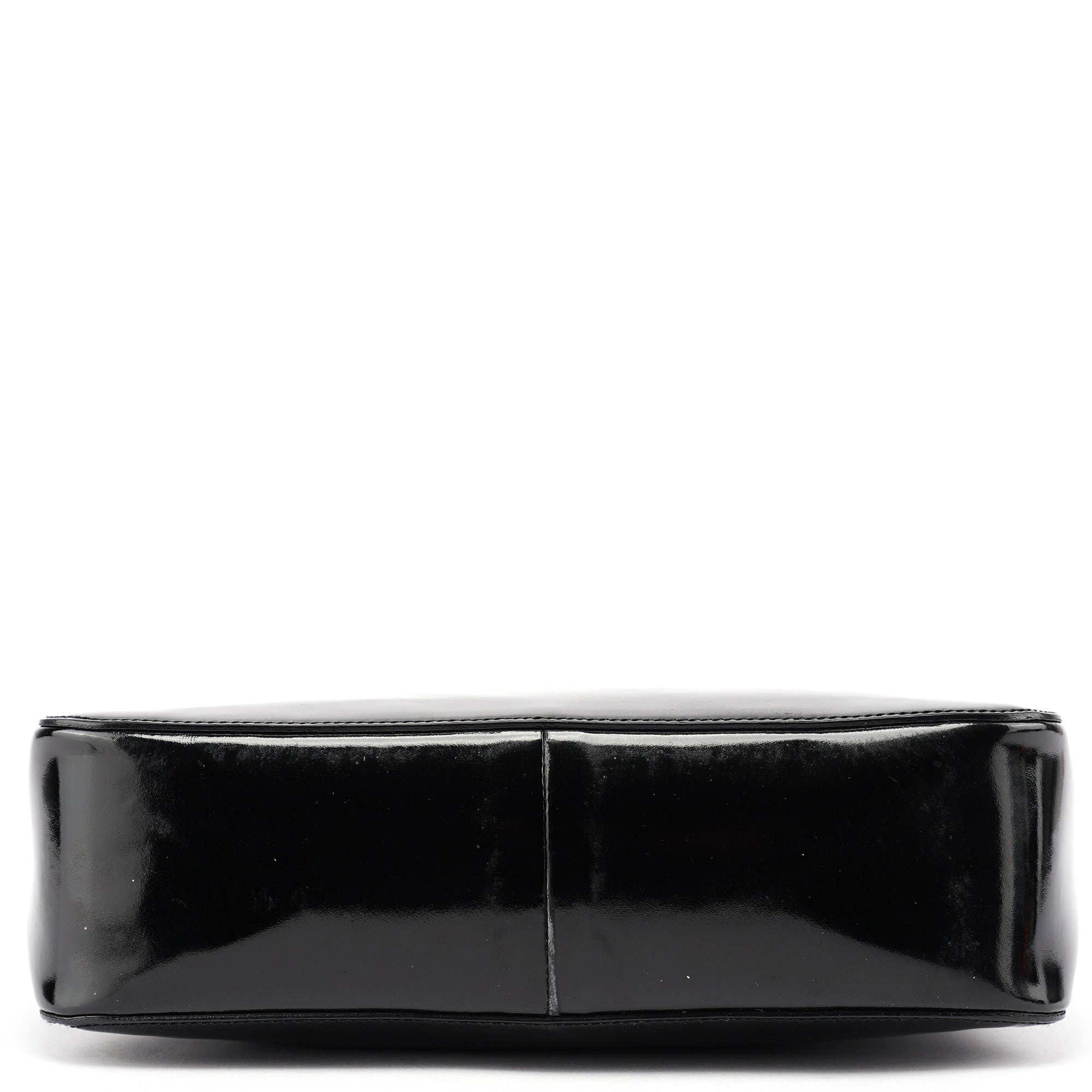Gucci Black Patent Leather Bamboo Tote Bag