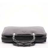 Gucci Black Patent Leather Bamboo Tote Bag