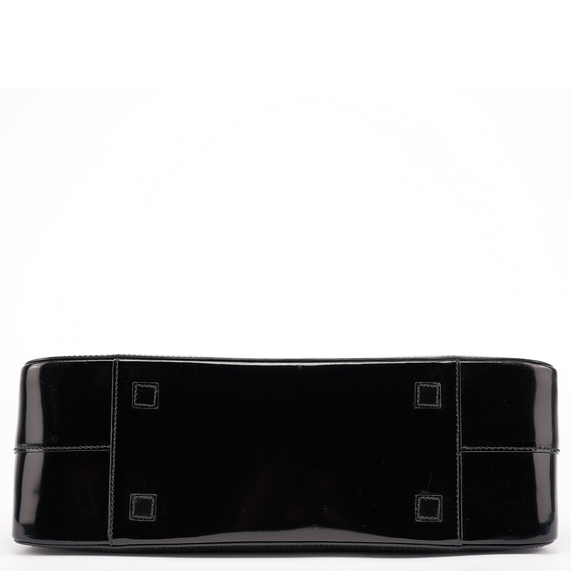Gucci Black Patent Leather Bamboo Tote Bag