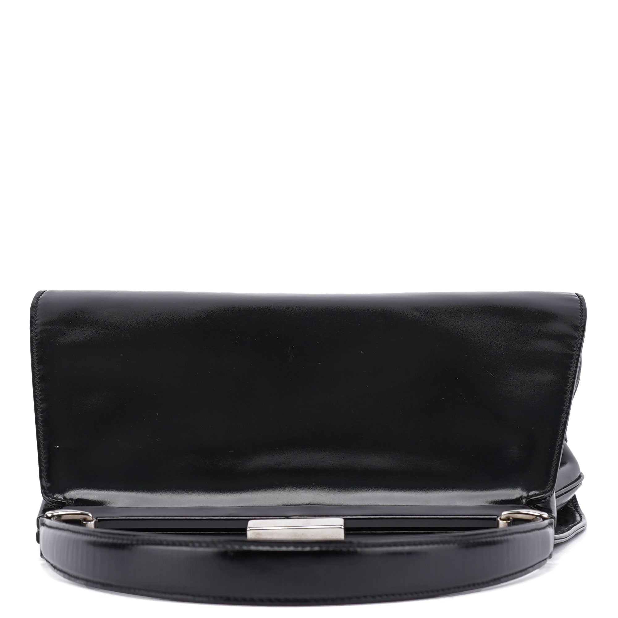 Gucci Black Patent Leather Clutch Shoulder Bag