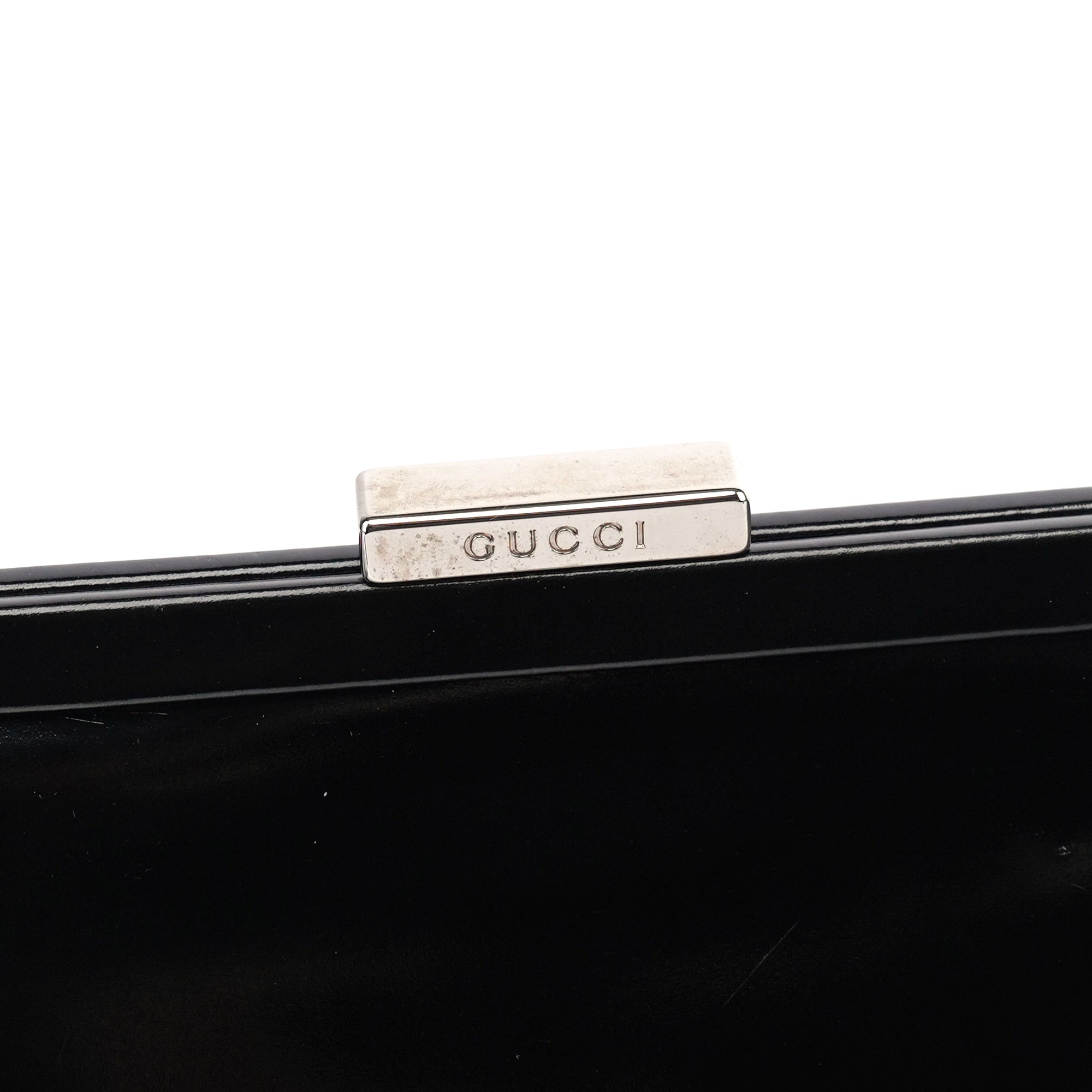 Gucci Black Patent Leather Clutch Shoulder Bag