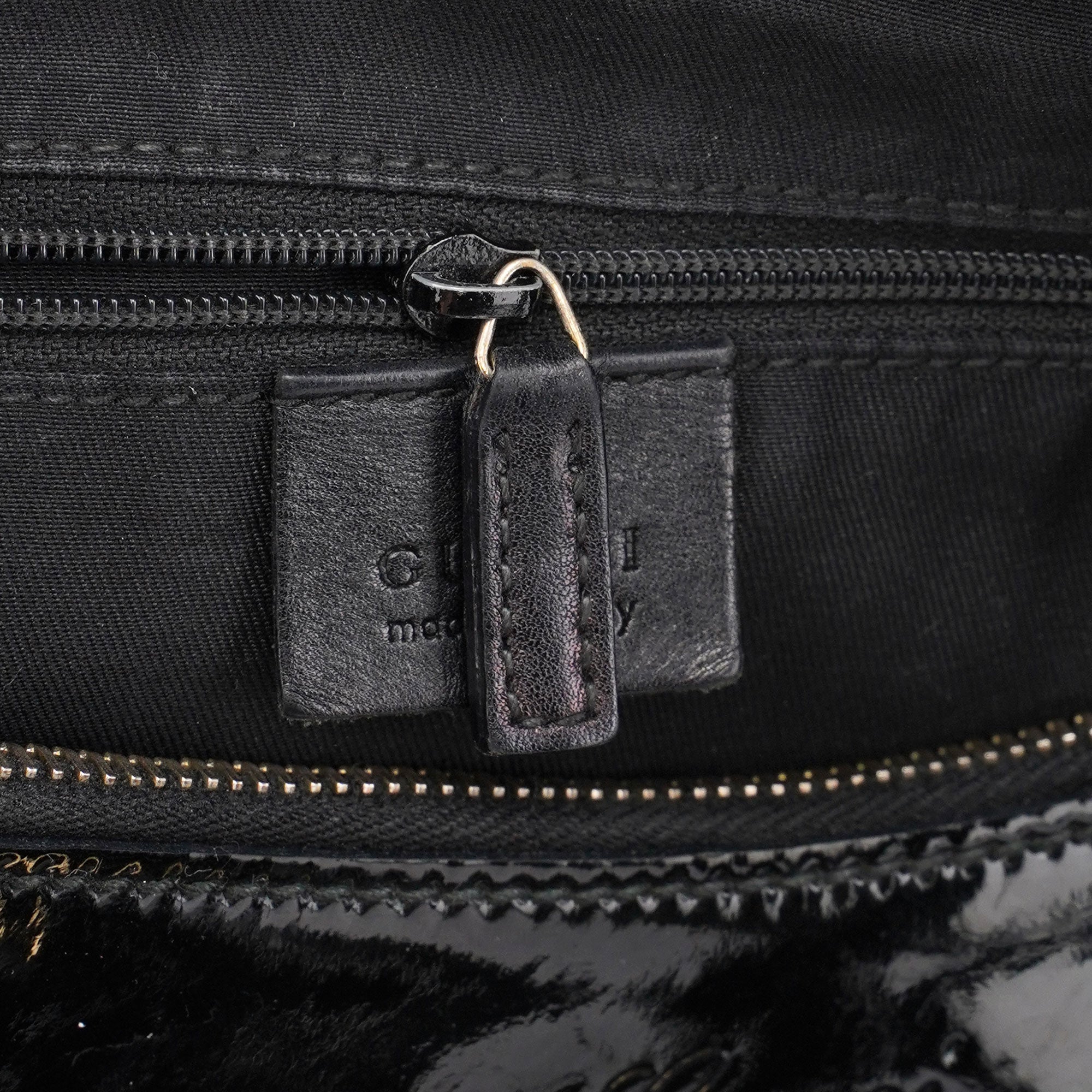 Gucci Black Patent Leather D-Ring Shoulder Bag