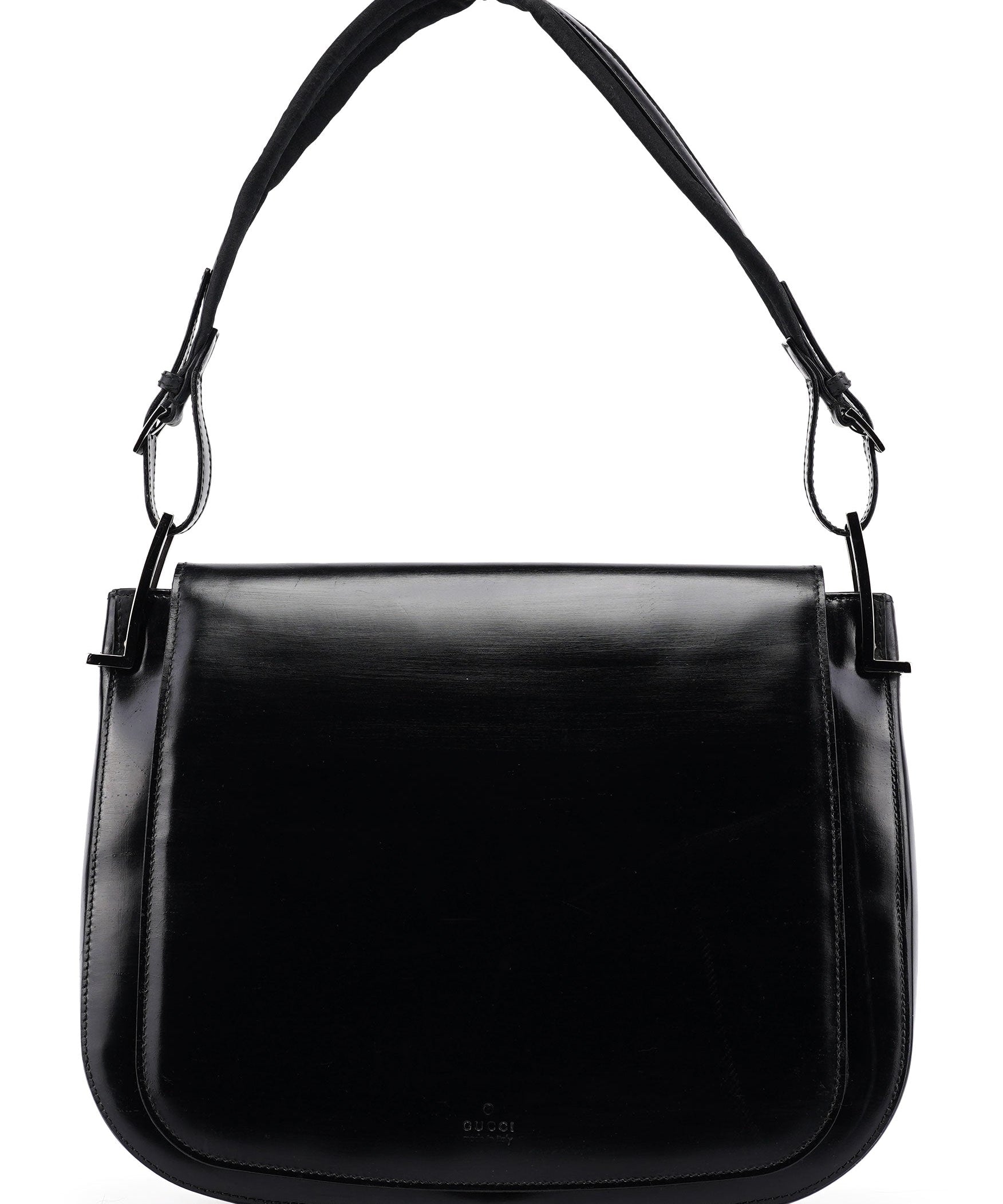 Gucci Black Patent Leather Flap Shoulder Bag