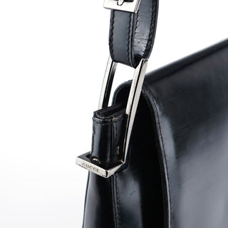 Gucci Black Patent Leather Flap Shoulder Bag