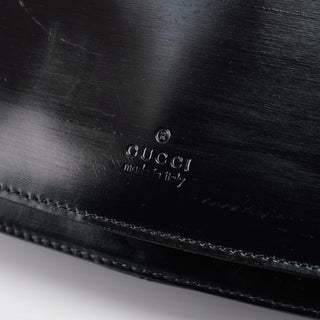 Gucci Black Patent Leather Flap Shoulder Bag