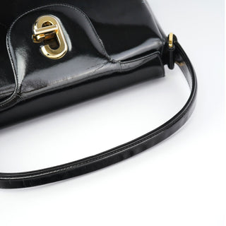 Gucci Black Patent Leather G Shoulder Bag