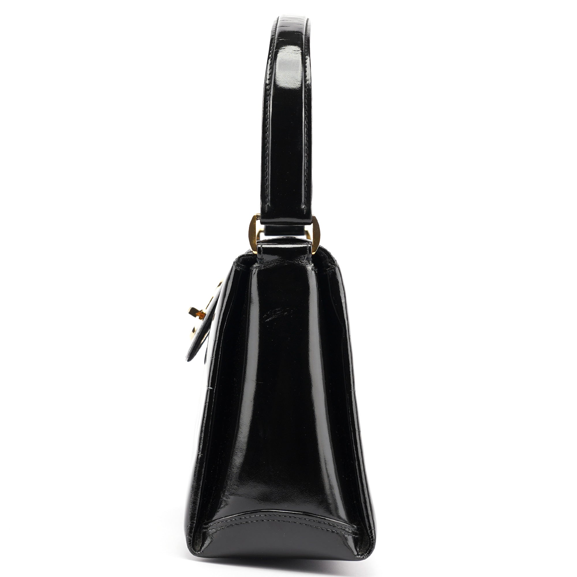 Gucci Black Patent Leather G Shoulder Bag