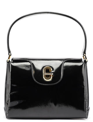 Gucci Black Patent Leather G Shoulder Bag