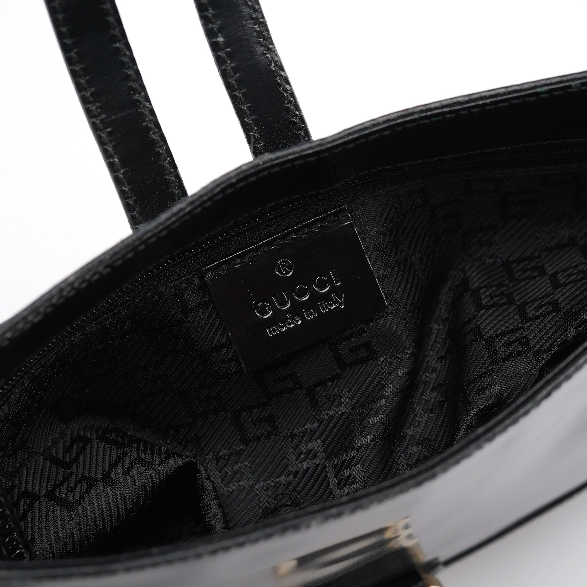 Gucci Sac porté épaule Jackie en cuir verni noir