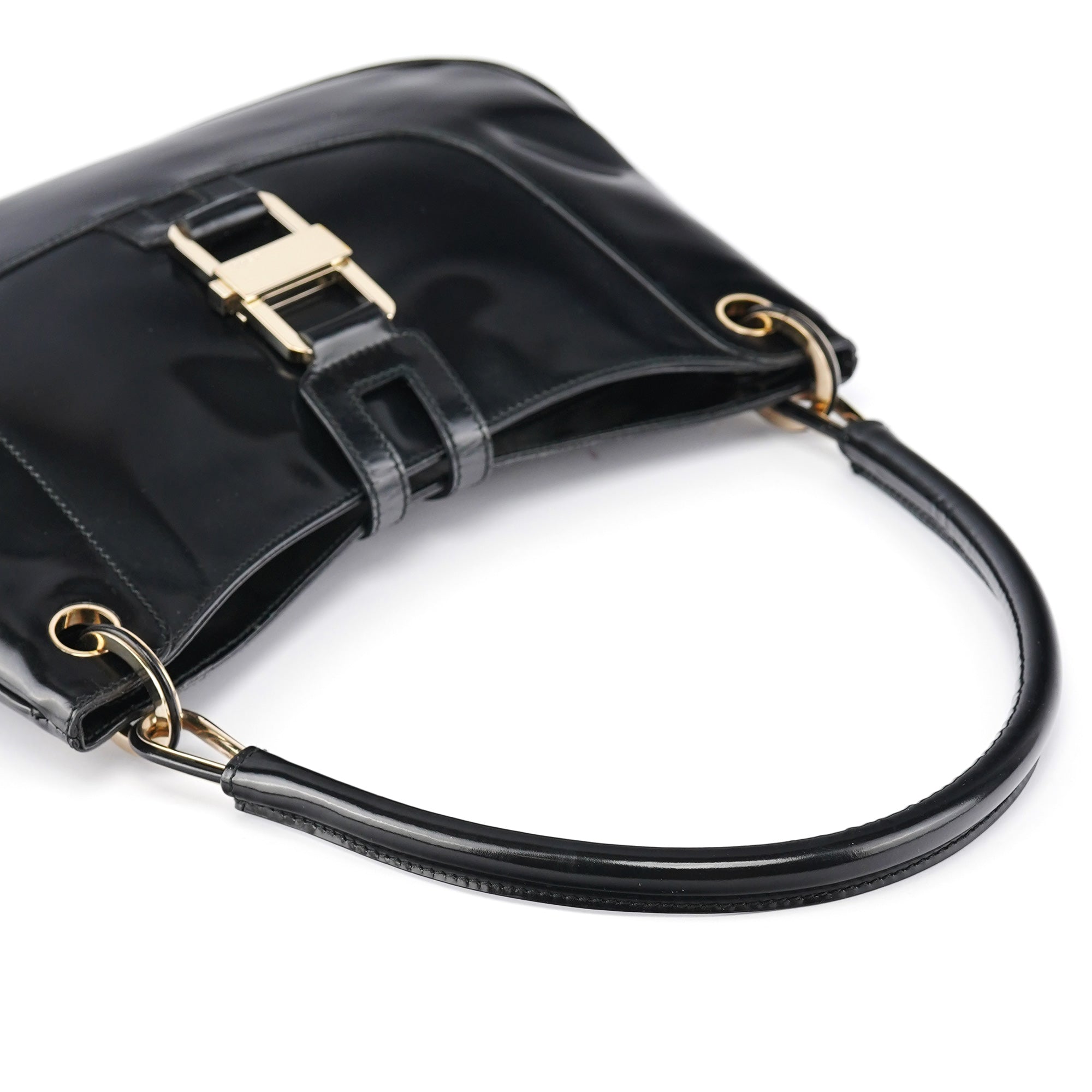 Gucci Sac porté épaule Jackie en cuir verni noir