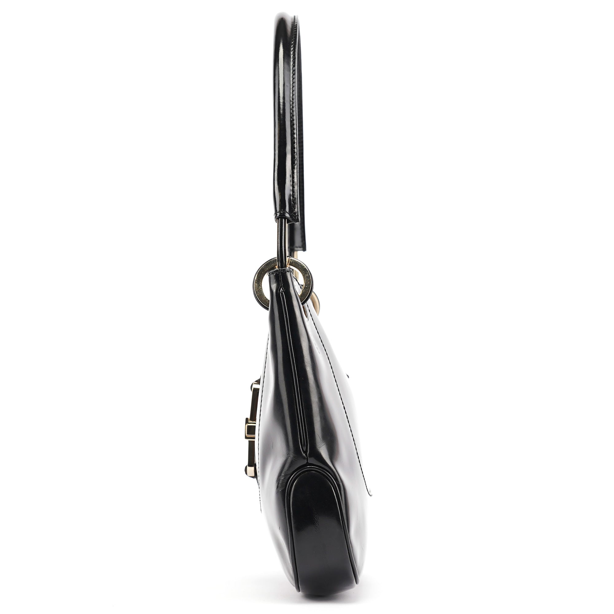 Gucci Sac porté épaule Jackie en cuir verni noir
