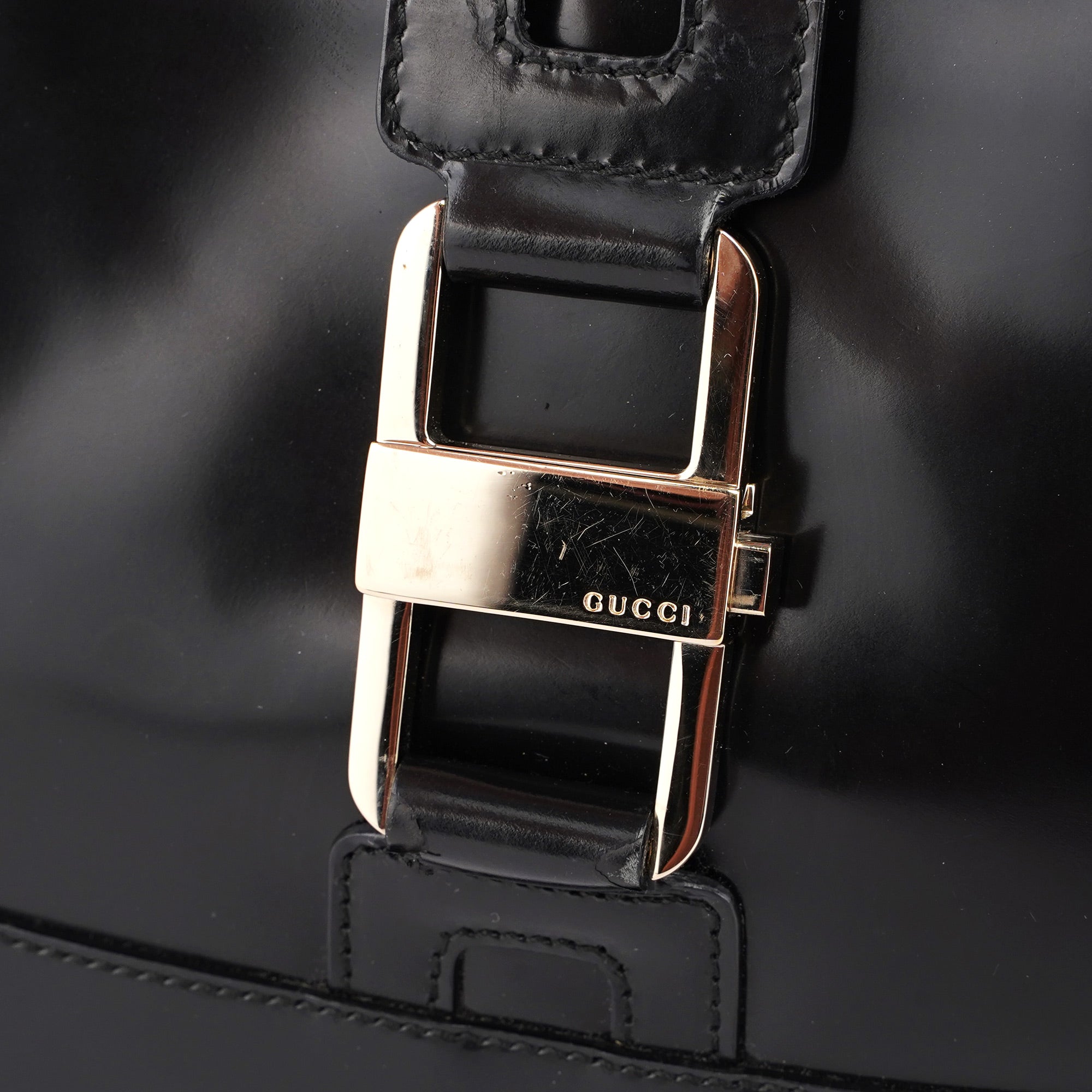 Gucci Black Patent Leather Jackie Shoulder Bag