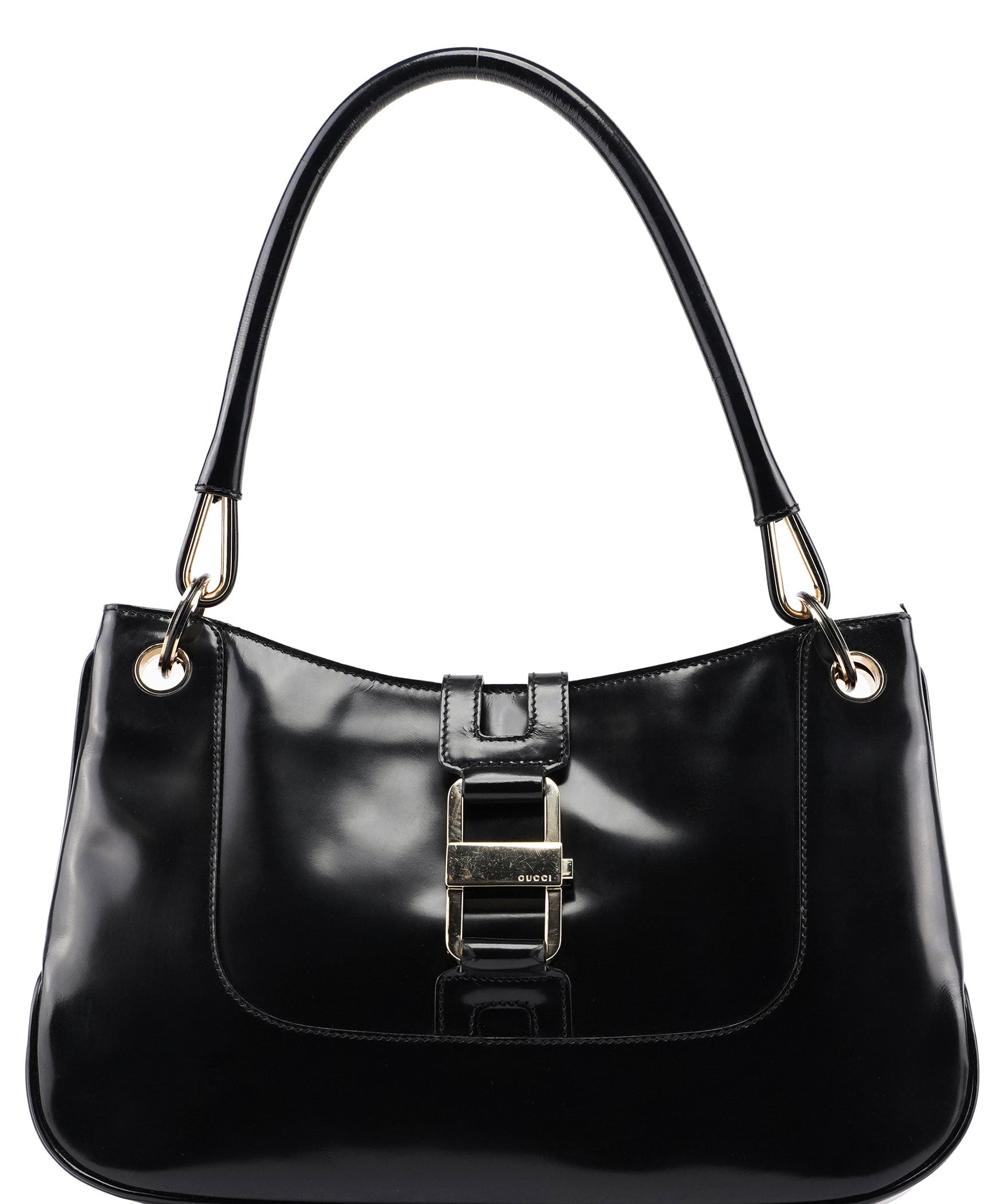 Gucci Black Patent Leather Jackie Shoulder Bag