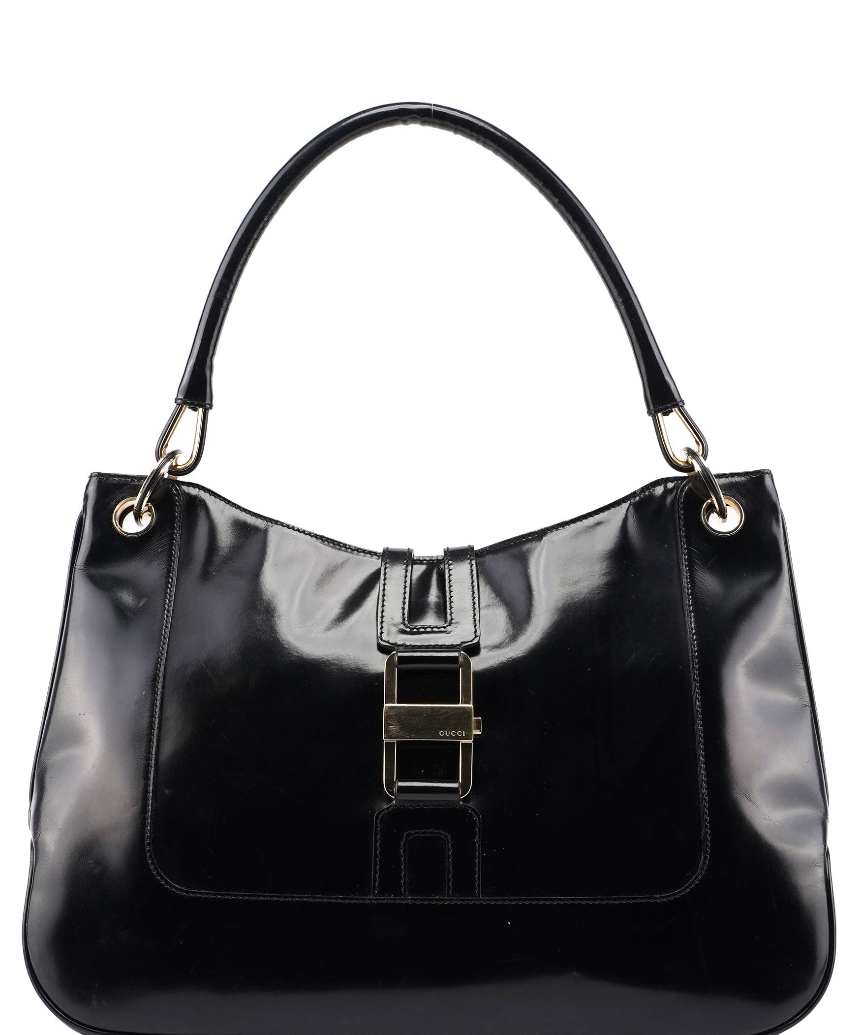 Gucci Black Patent Leather Jackie Shoulder Bag