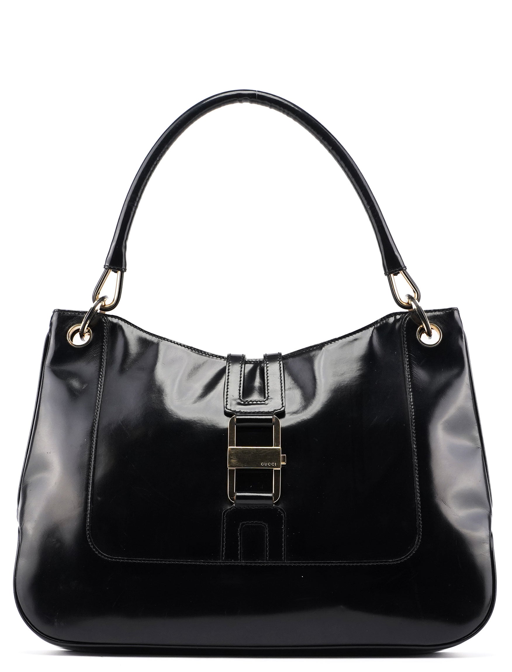 Gucci Black Patent Leather Jackie Shoulder Bag