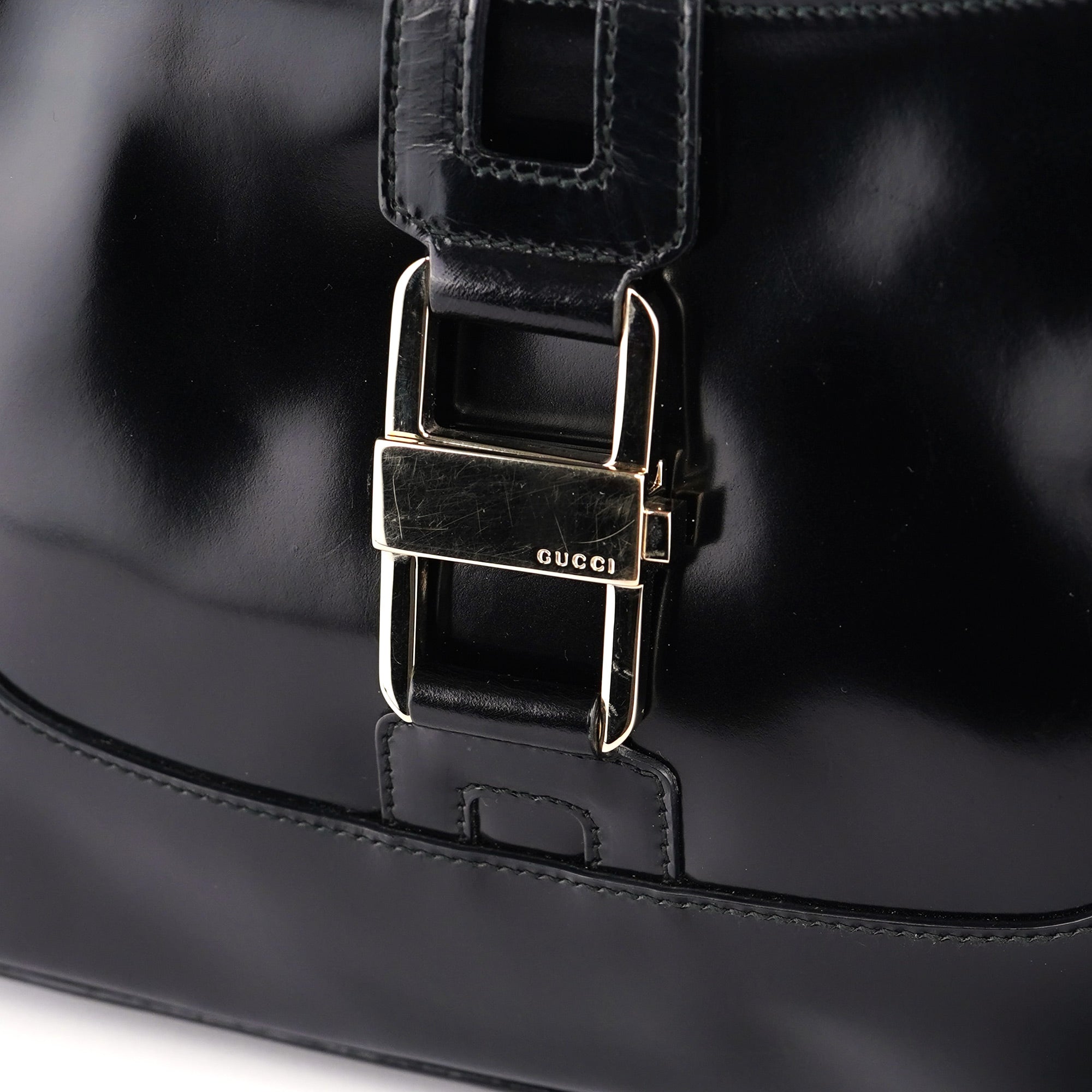 Gucci Black Patent Leather Jackie Shoulder Bag