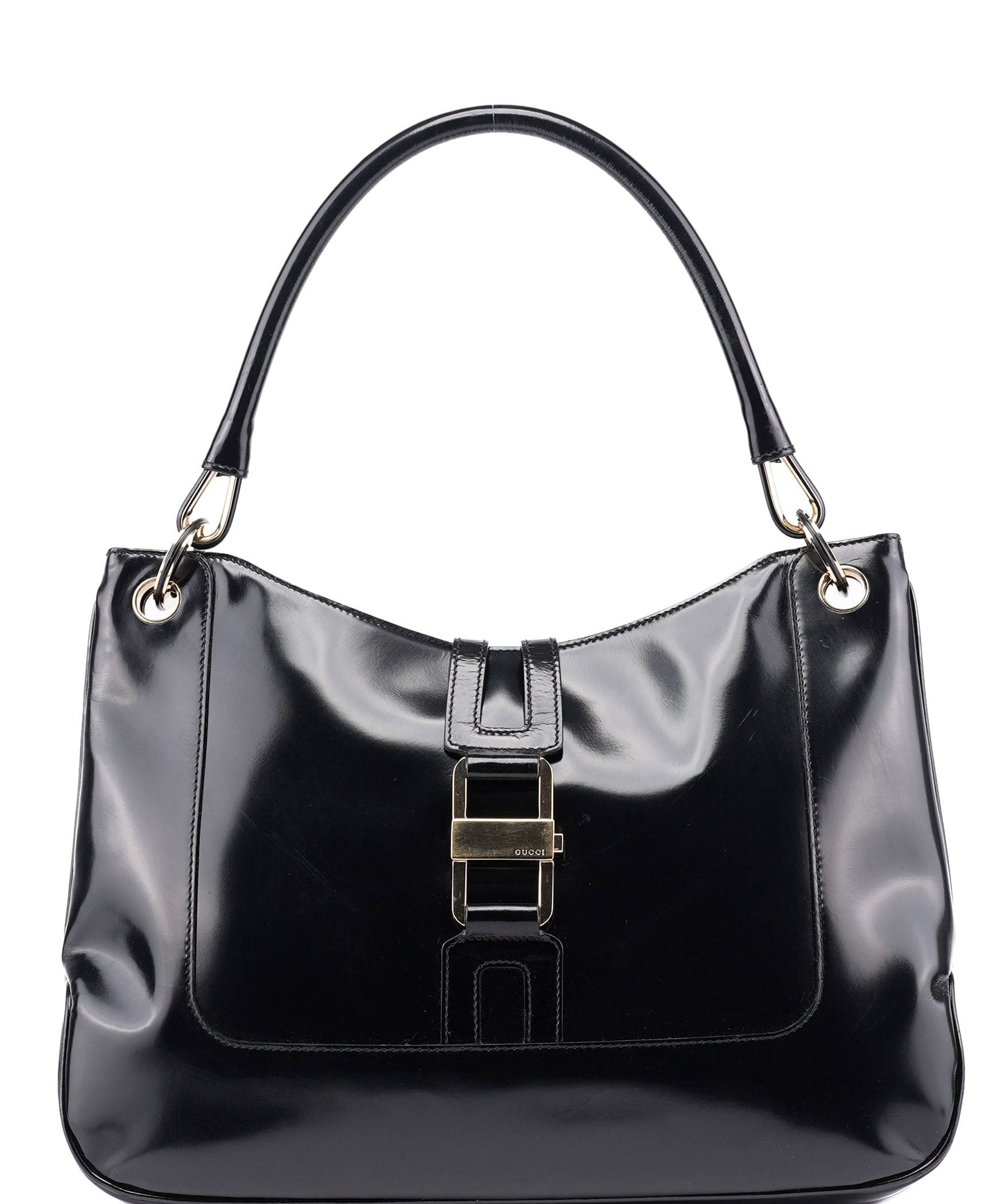 Gucci Black Patent Leather Jackie Shoulder Bag