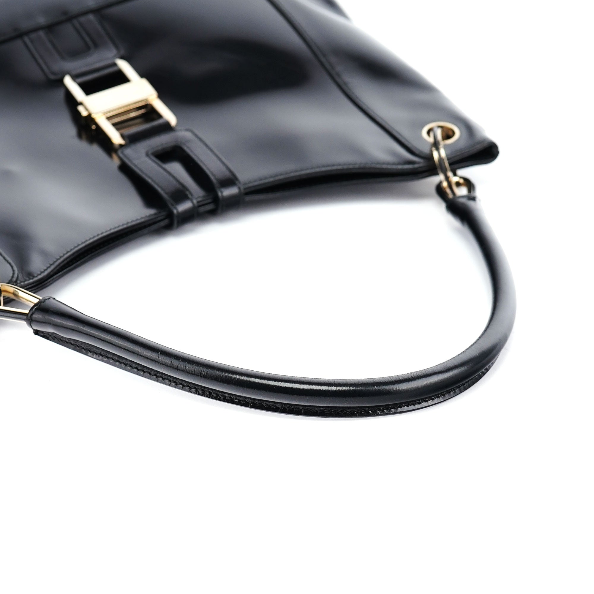 Gucci Black Patent Leather Jackie Shoulder Bag