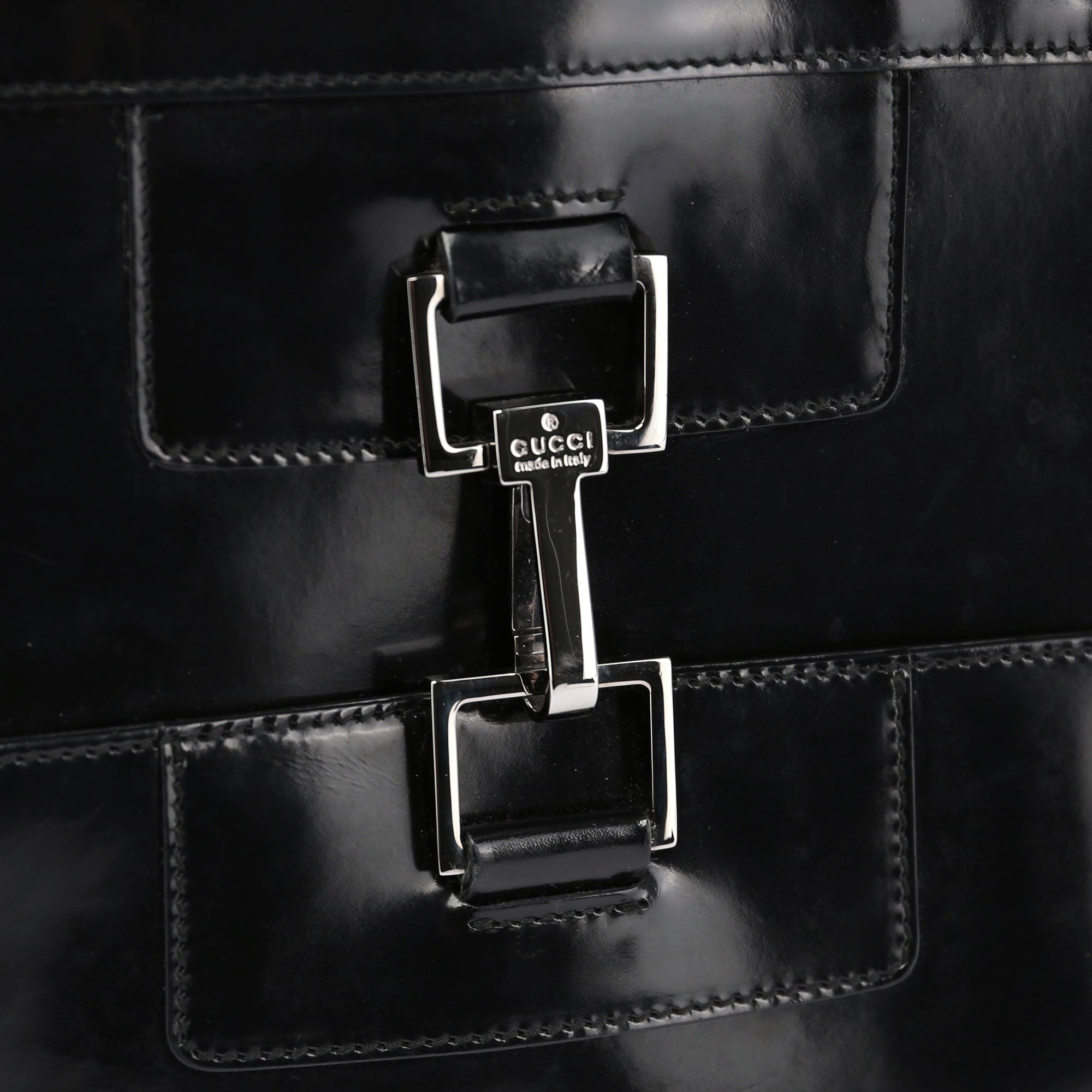 Gucci Sac cabas Jackie en cuir verni noir