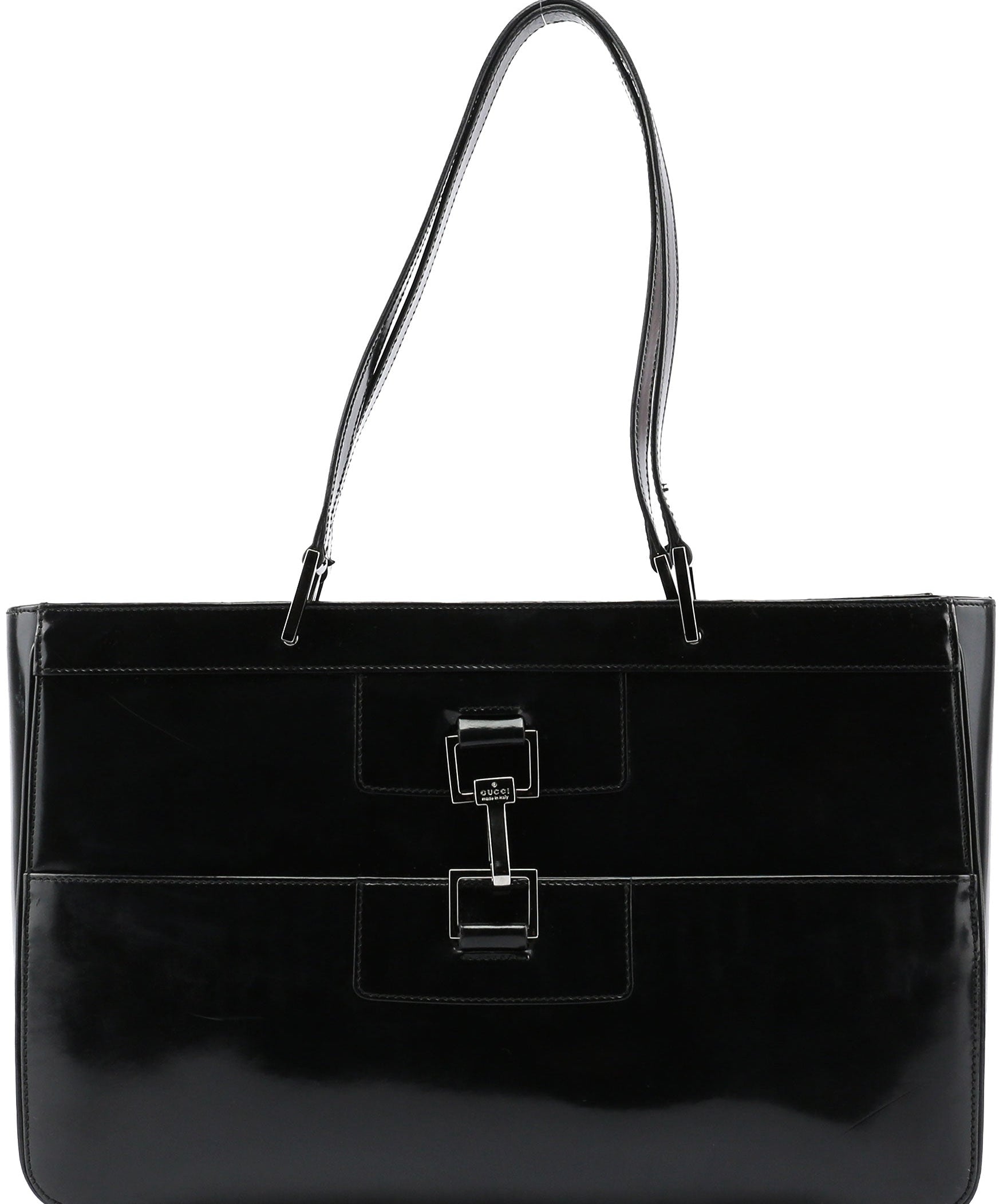 Gucci Black Patent Leather Jackie Tote