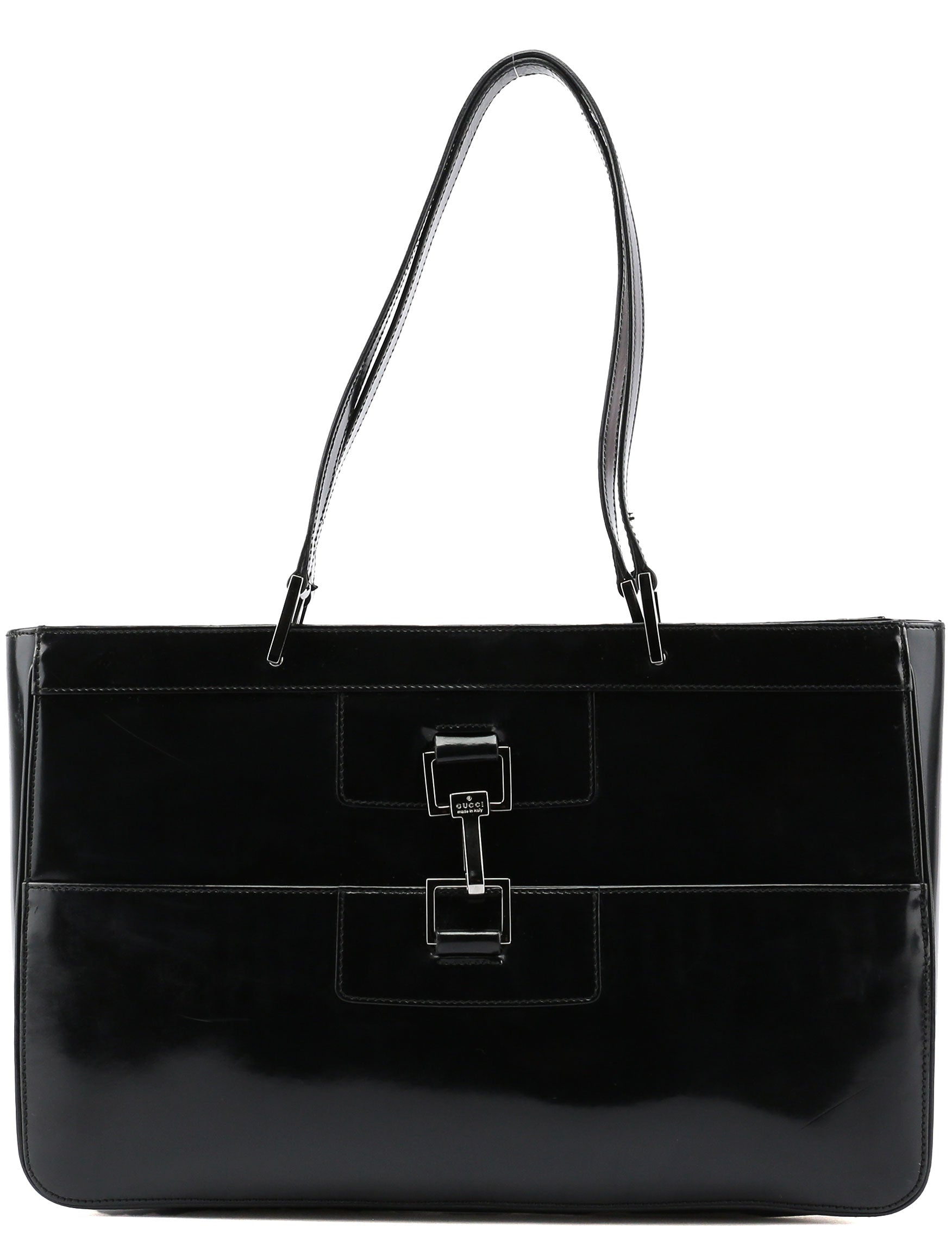 Gucci Black Patent Leather Jackie Tote