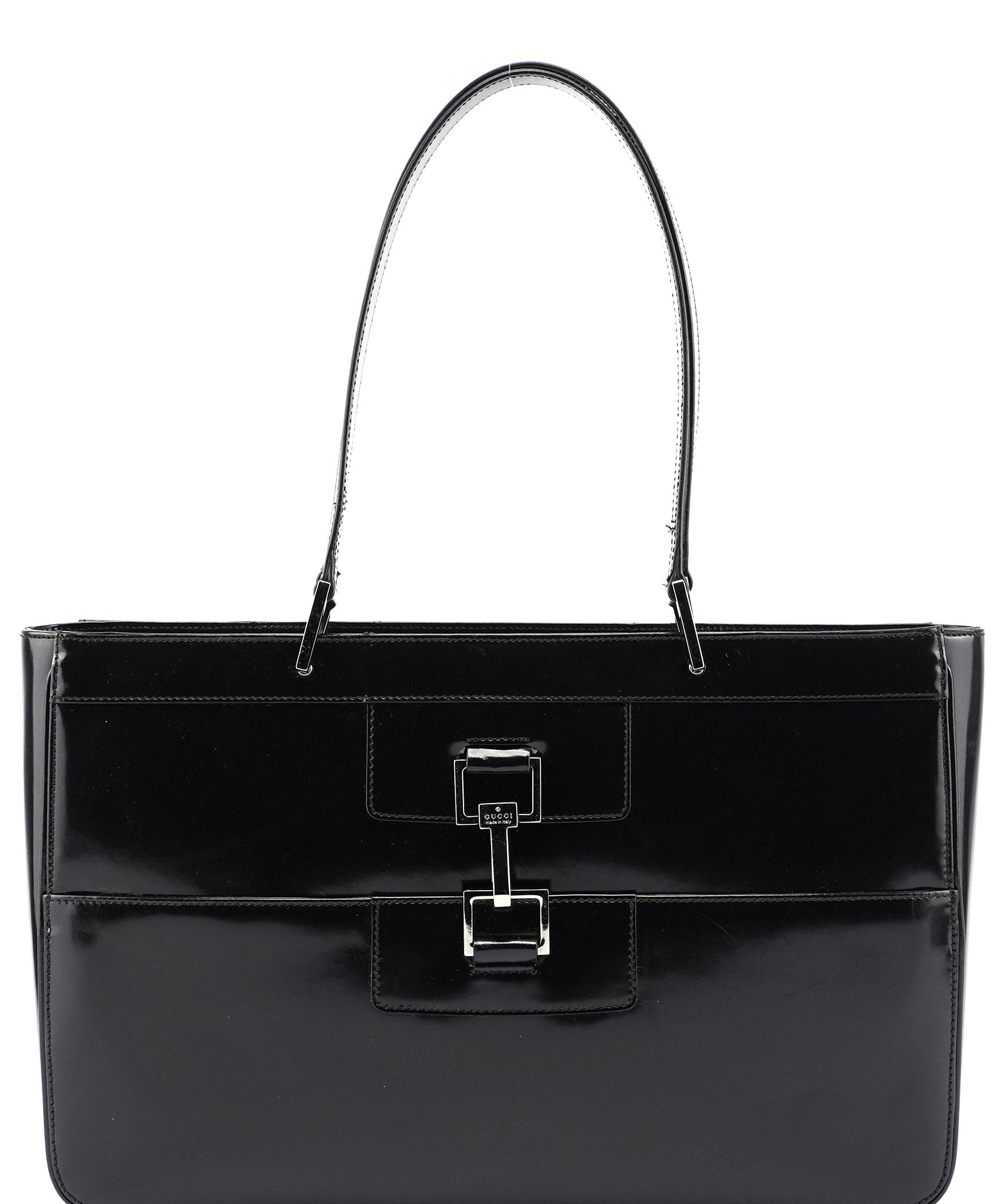 Gucci Black Patent Leather Jackie Tote