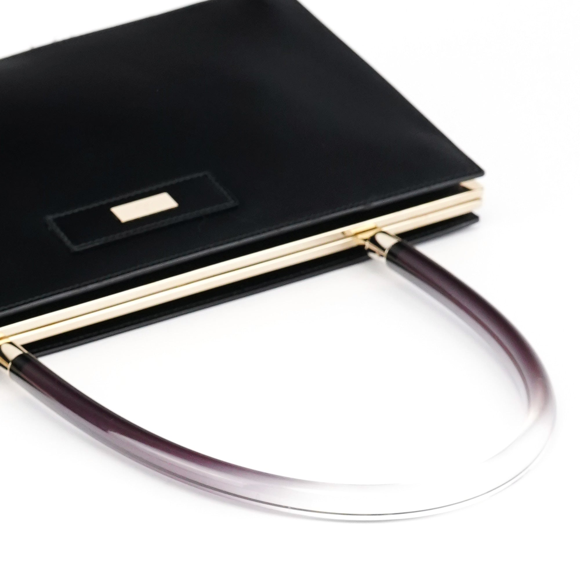 Gucci Black Patent Leather Lucite Handle Bag