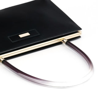 Gucci Black Patent Leather Lucite Handle Bag