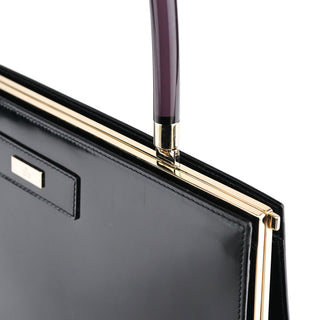 Gucci Black Patent Leather Lucite Handle Bag